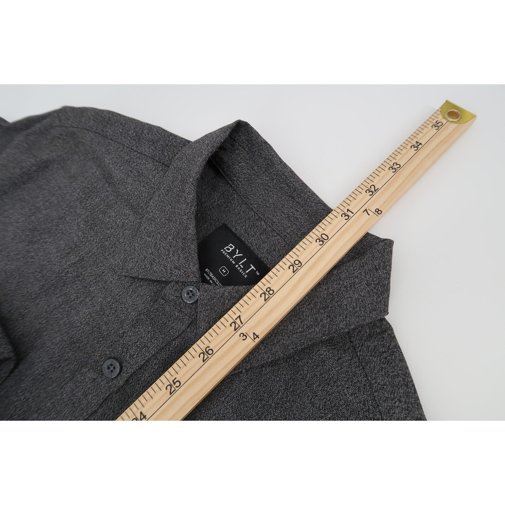 BYLT Vista Shirt Mens Medium Gray Charcoal Long Sleeve Button Up Premium Basics - Picture 10 of 11